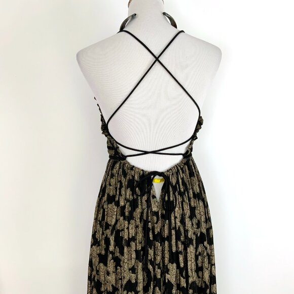 Free People Charlie Bustier Dress Black/Gold Metallic Combo Sz XS - Picture 5 of 16